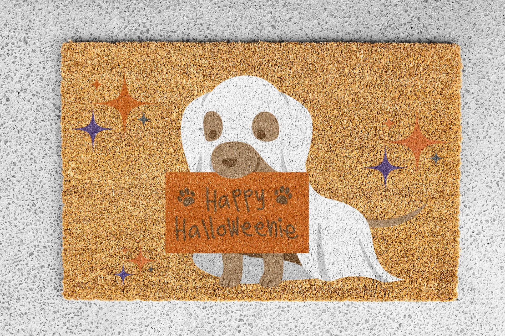 Happy Halloweenie Coir Welcome Mat