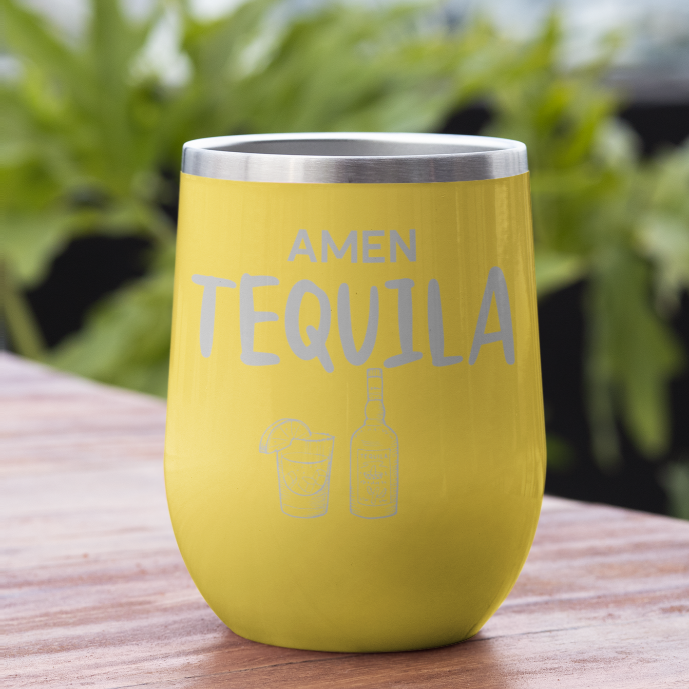 Amen Tequila 12 oz. Laser Etched Wine Tumbler