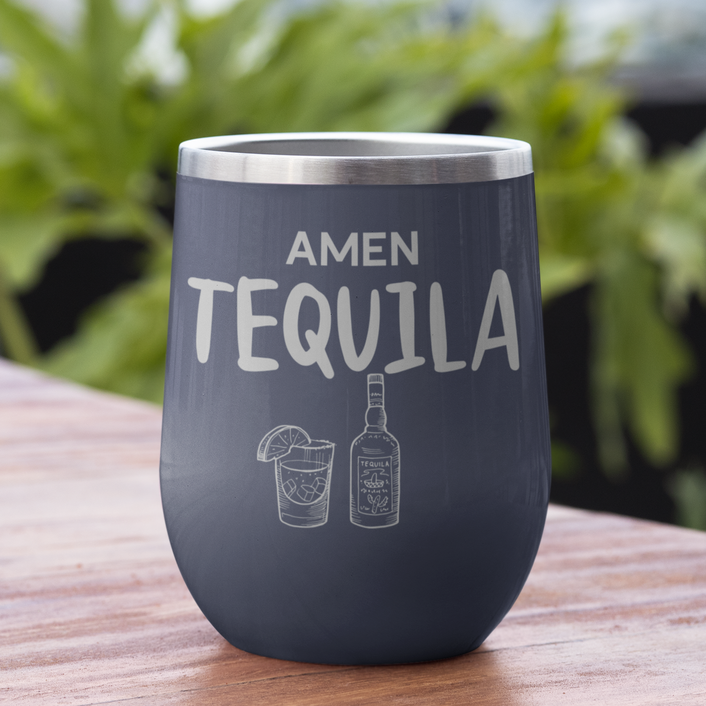 Amen Tequila 12 oz. Laser Etched Wine Tumbler