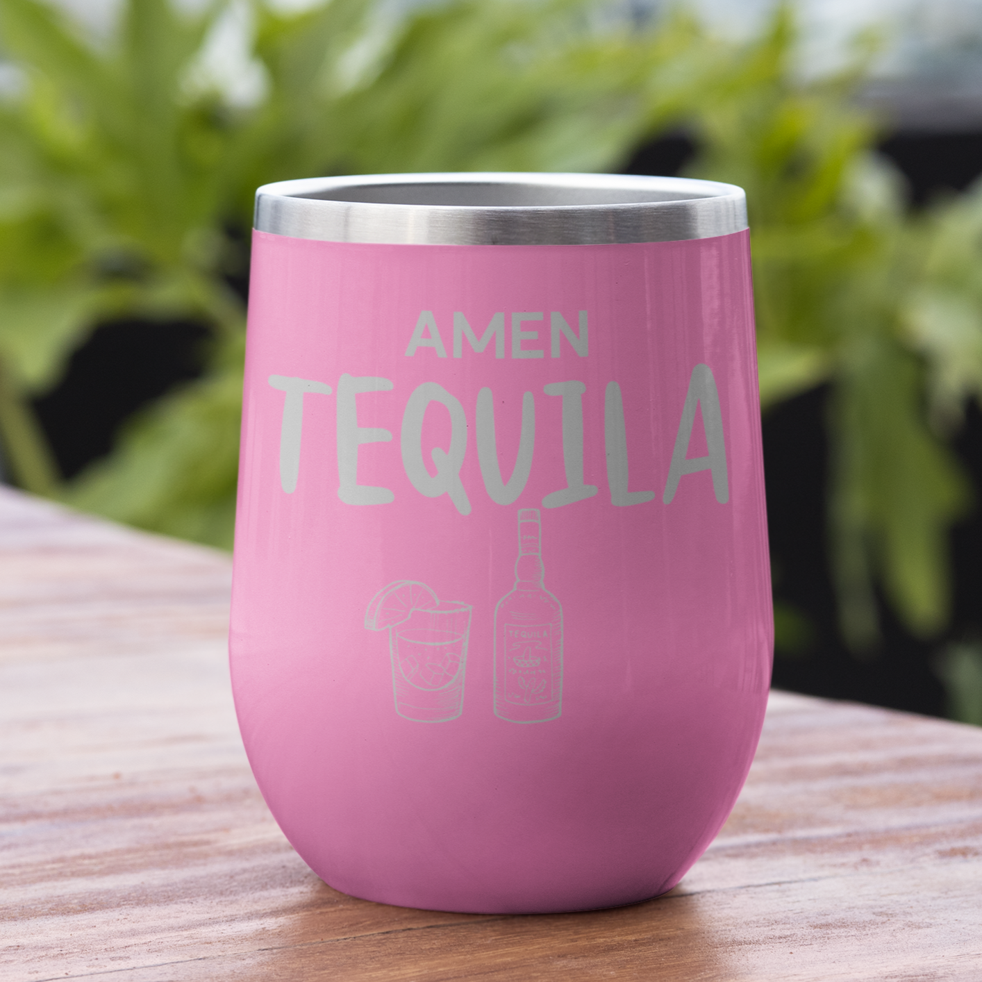 Amen Tequila 12 oz. Laser Etched Wine Tumbler