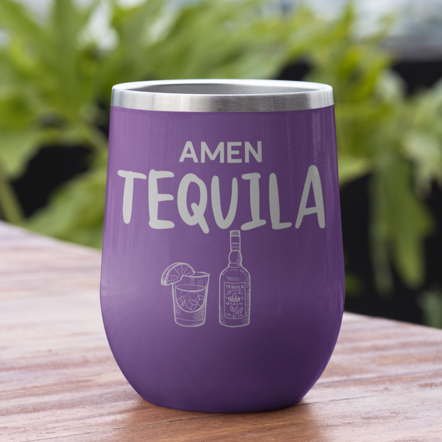 Amen Tequila 12 oz. Laser Etched Wine Tumbler