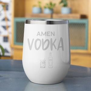 Amen Vodka 12 oz. Laser Etched Stemless Tumbler