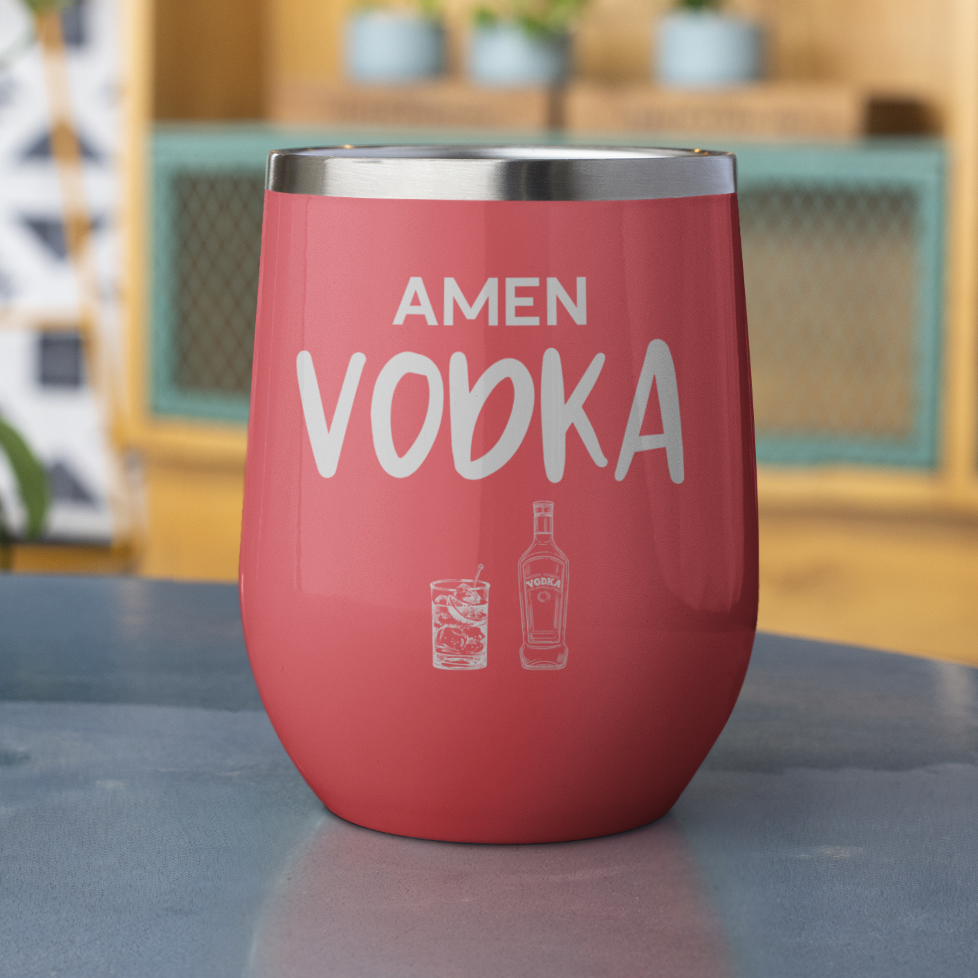 Amen Vodka 12 oz. Laser Etched Stemless Tumbler