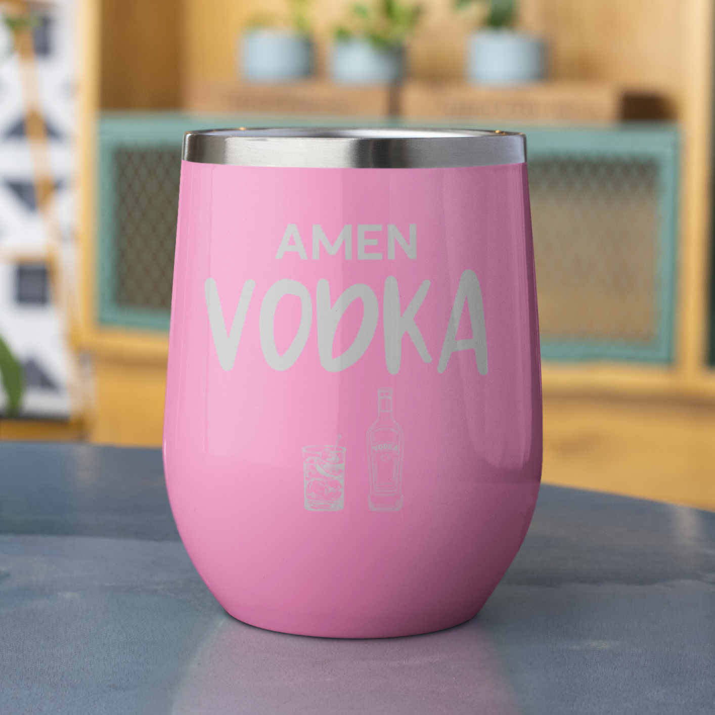 Amen Vodka 12 oz. Laser Etched Stemless Tumbler