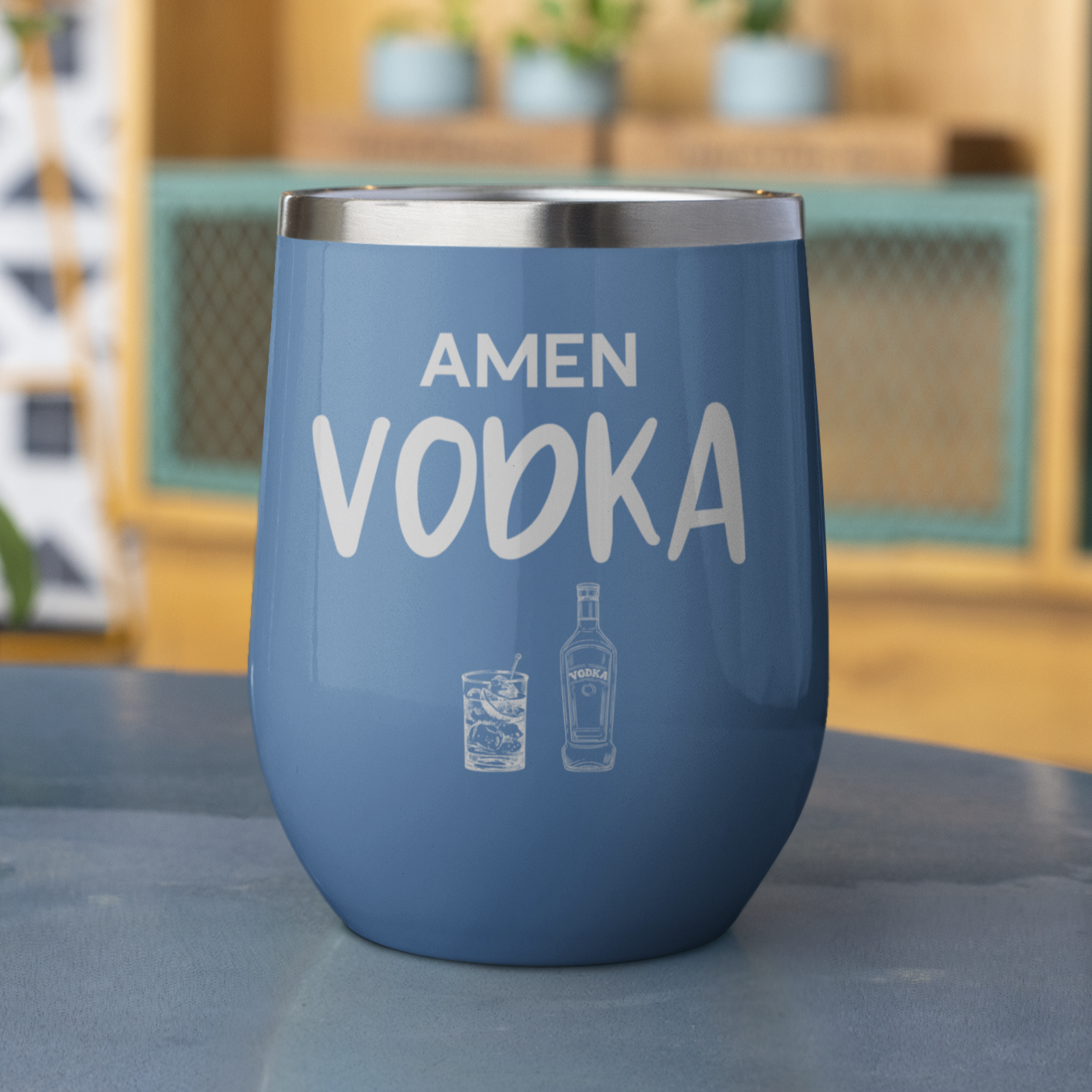 Amen Vodka 12 oz. Laser Etched Stemless Tumbler