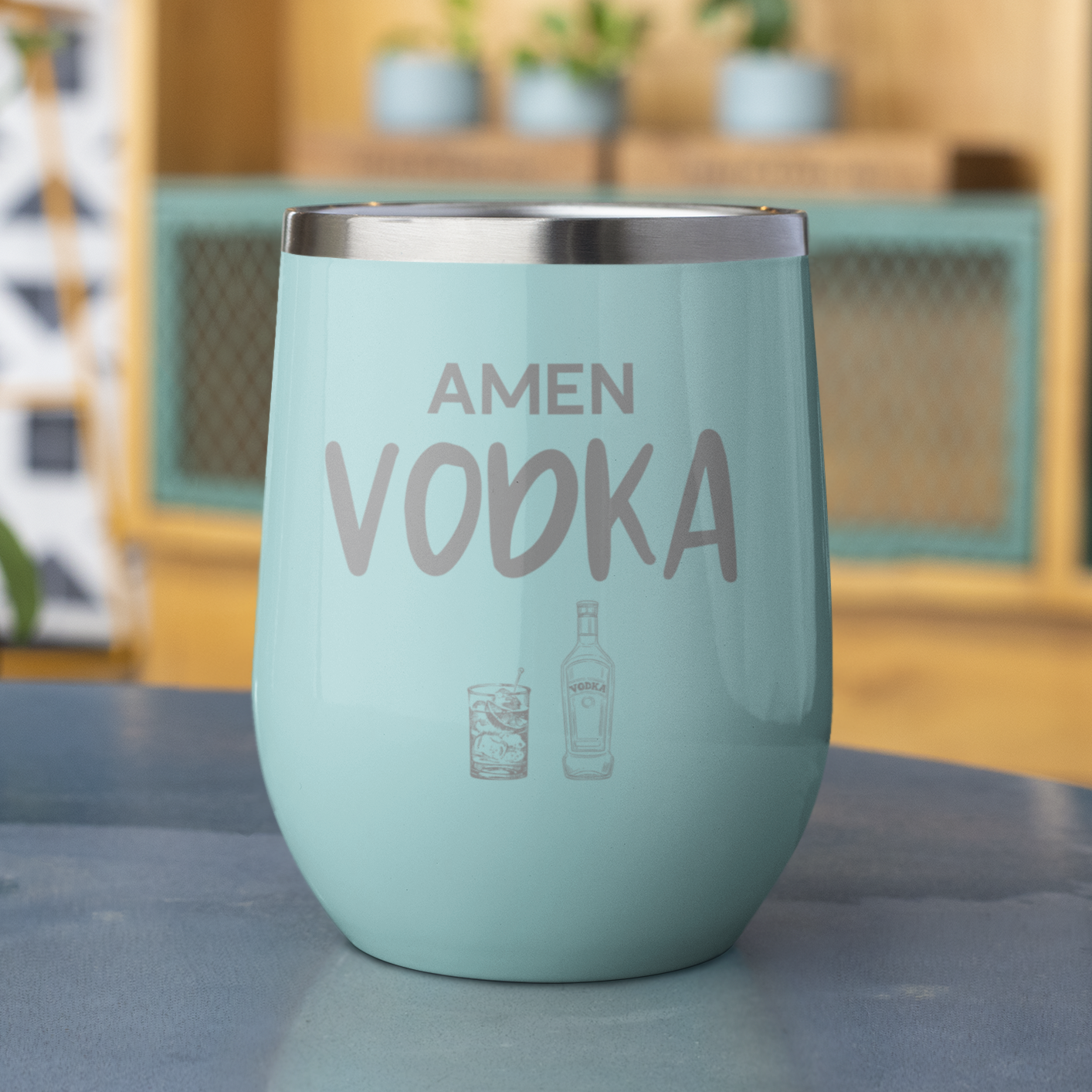 Amen Vodka 12 oz. Laser Etched Stemless Tumbler