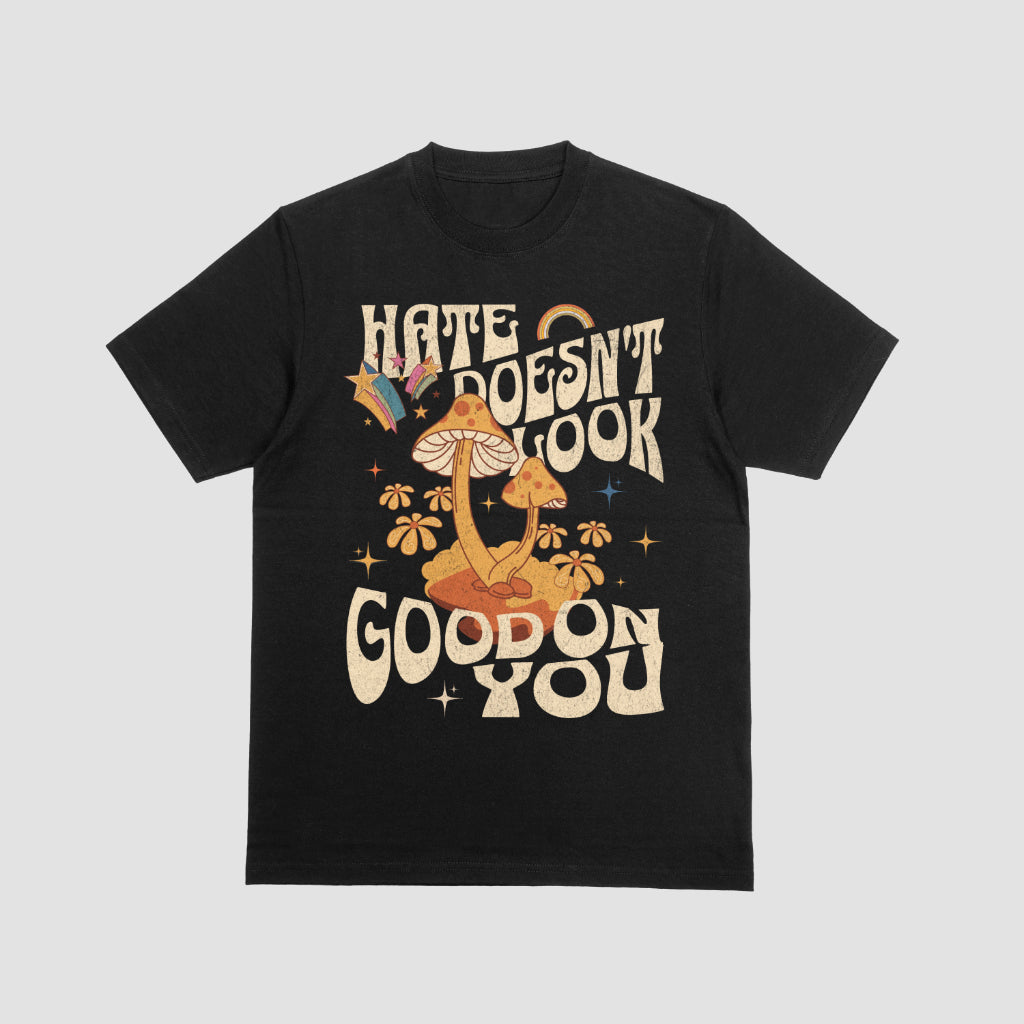 Hate Doesn't Look Good On You Retro Pride Shirt