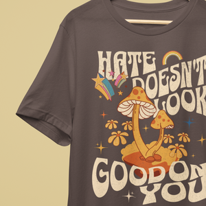 Hate Doesn't Look Good On You Retro Pride Shirt