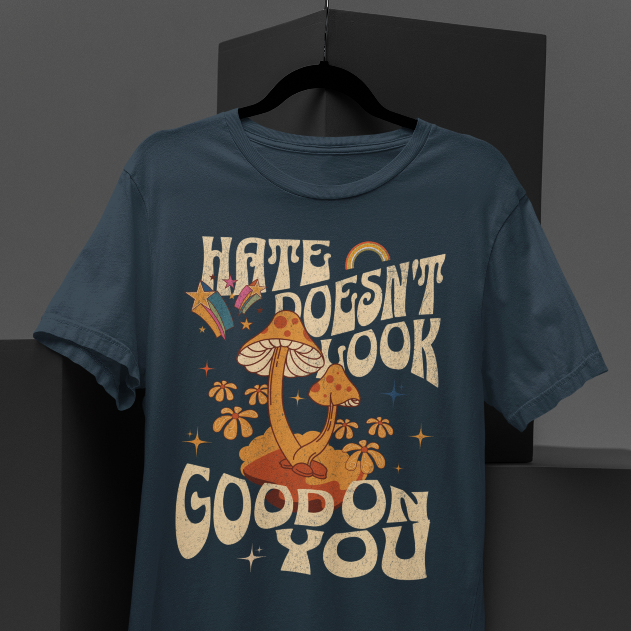 Hate Doesn't Look Good On You Retro Pride Shirt