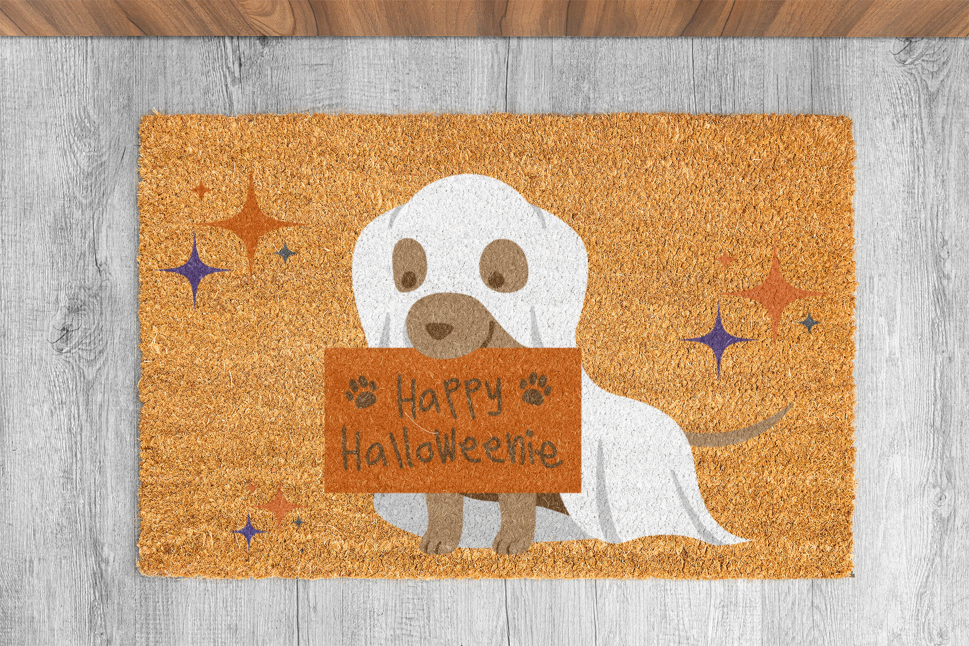 Happy Halloweenie Coir Welcome Mat